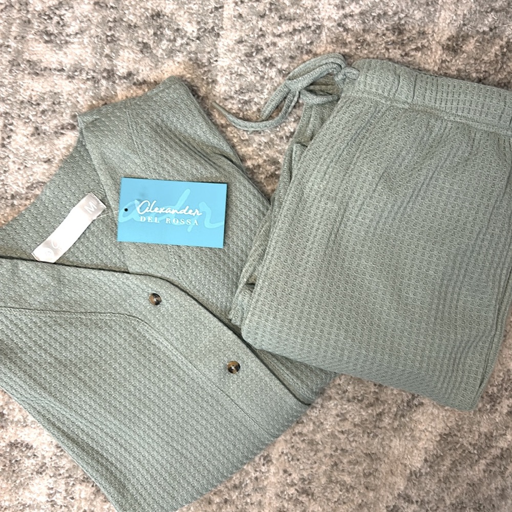 NWT Alexander Del Rossa Ribbed Knit Pajama Set - Picture 8 of 11